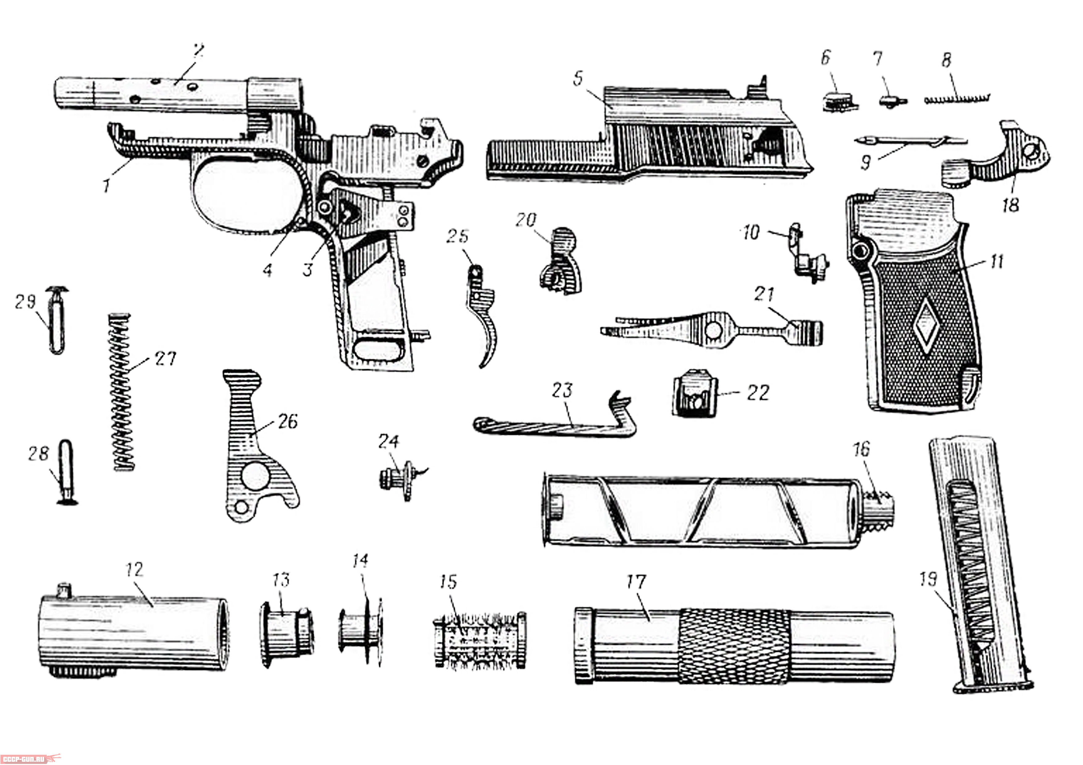 Схема пистолета пм