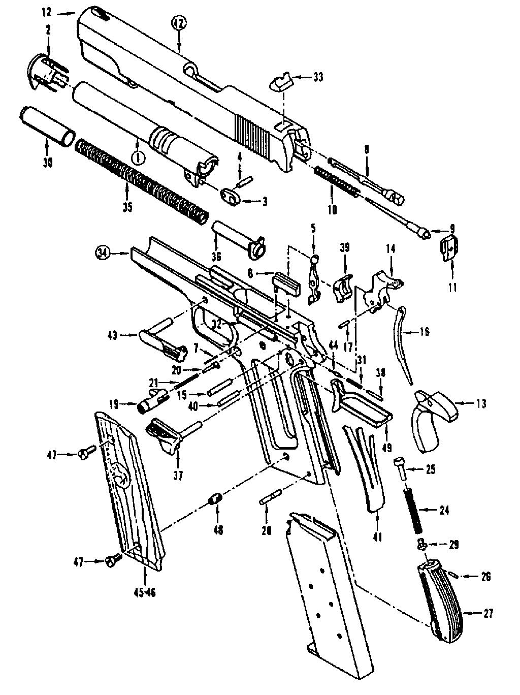 Взрыв схема на охолощенный пистолет Colt 1911 CO Курс-С (CLT 1911 CO) скачать 