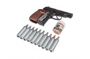 Пневматический пистолет Borner PM-X Hunter Set №1 4.5 мм (Макаров, 10 баллончиков, 500 шариков, подарочный набор)