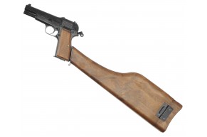 Страйкбольный пистолет WE Browning Hi Power (6 мм, Green Gas, кобура-приклад)