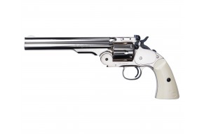 Пневматический револьвер ASG Schofield 6 Silver & Ivory 4.5 мм (пулевой, S&W)