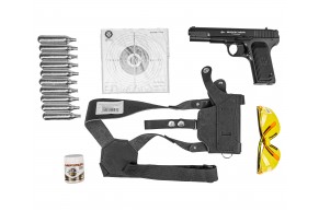 Пневматический пистолет Borner TT Blowback Hunter Set №1 4.5 мм (Токарев, кобура, 500 шаров, 10 баллонов, очки, 50 мишеней, подарочный набор)