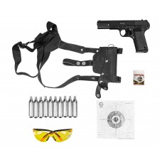 Пневматический пистолет Borner TT-X Hunter Set №1 4.5 мм (Токарев, кобура, 500 шаров, 10 баллонов, очки, 50 мишеней, подарочный набор)