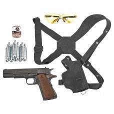 Пневматический пистолет Borner 1911 Hunter Set №1 4.5 мм (Colt, кобура, шарики, баллончики, очки, мишени, Blowback, подарочный набор)
