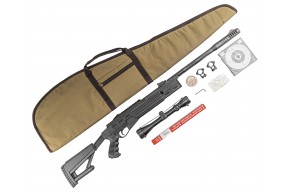 Пневматическая винтовка Hatsan Airtact Hunter Set №2 4.5 мм (прицел, кольца, газовая пружина, мишени, пули, чехол, подарочный набор, 3 Дж)