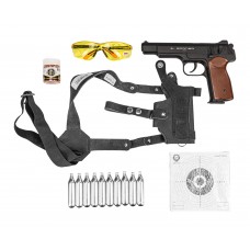 Пневматический пистолет Borner APS-S Hunter Set №1 4.5 мм (Стечкин, кобура, 500 шаров, 10 баллонов, очки, 50 мишеней, подарочный набор)
