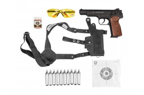 Пневматический пистолет Borner APS-S Hunter Set №1 4.5 мм (Стечкин, кобура, 500 шаров, 10 баллонов, очки, 50 мишеней, подарочный набор)