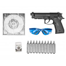 Пневматический пистолет Stalker S92PL 2 Hunter Set №2 4.5 мм (Beretta M92, 10 баллонов, 500 шаров, 50 мишеней, очки, подарочный набор)