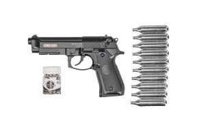 Пневматический пистолет Stalker S92PL 2 Hunter Set №1 4.5 мм (Beretta M92, 10 баллонов, 500 шаров, подарочный набор)