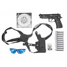 Пневматический пистолет Stalker S92ME Hunter Set №3 4.5 мм (Beretta 92, 10 баллонов, 500 шаров, 50 мишеней, очки, кобура, подарочный набор)