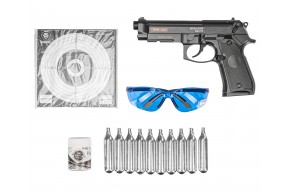 Пневматический пистолет Stalker S92ME Hunter Set №2 4.5 мм (Beretta 92, 10 баллонов, 500 шаров, 50 мишеней, очки, подарочный набор)