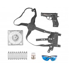 Пневматический пистолет Stalker S84 Hunter Set №3 4.5 мм (Beretta M84, 10 баллонов, 500 шаров, очки, 50 мишеней, кобура, подарочный набор)
