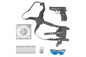 Пневматический пистолет Stalker S84 Hunter Set №3 4.5 мм (Beretta M84, 10 баллонов, 500 шаров, очки, 50 мишеней, кобура, подарочный набор)