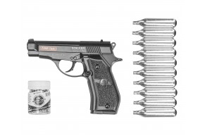 Пневматический пистолет Stalker S84 Hunter Set №1 4.5 мм (Beretta M84, 10 баллонов, 500 шаров, подарочный набор)