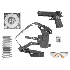 Пневматический пистолет Stalker S1911T Hunter Set №3 4.5 мм (Colt 1911, 10 баллонов, 500 шаров, 50 мишеней, очки, кобура, подарочный набор)