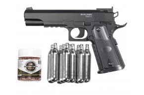 Пневматический пистолет Stalker S1911T Hunter Set №1 4.5 мм (Colt 1911, 10 баллонов, 500 шаров, подарочный набор)
