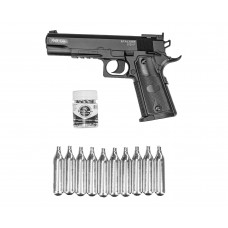 Пневматический пистолет Stalker S1911T Hunter Set №1 4.5 мм (Colt 1911, 10 баллонов, 500 шаров, подарочный набор)