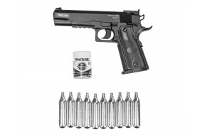 Пневматический пистолет Stalker S1911T Hunter Set №1 4.5 мм (Colt 1911, 10 баллонов, 500 шаров, подарочный набор)