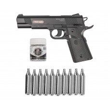 Пневматический пистолет Stalker S1911G Hunter Set №1 4.5 мм (Colt 1911, 10 баллонов, 500 шаров, подарочный набор)