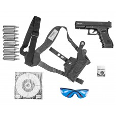 Пневматический пистолет Stalker S17 Hunter Set №3 4.5 мм (Glock 17, 10 баллонов, 500 шаров, 50 мишеней, очки, кобура, подарочный набор)