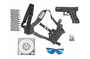 Пневматический пистолет Stalker S17 Hunter Set №3 4.5 мм (Glock 17, 10 баллонов, 500 шаров, 50 мишеней, очки, кобура, подарочный набор)