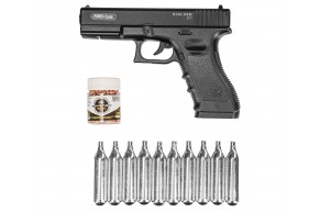 Пневматический пистолет Stalker S17 Hunter Set №1 4.5 мм (Glock 17, 10 баллонов, 500 шаров, подарочный набор)