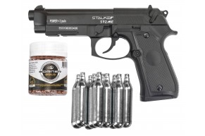 Пневматический пистолет Stalker S92ME Hunter Set №1 4.5 мм (Beretta 92, 10 баллонов, 500 шаров, подарочный набор)