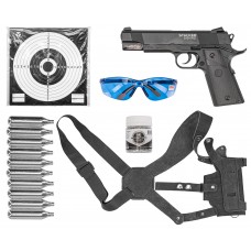 Пневматический пистолет Stalker S1911RD Hunter Set №3 4.5 мм (Colt 1911, Blowback, 10 баллонов, 500 шаров, 50 мишеней, очки, кобура, подарочный набор)