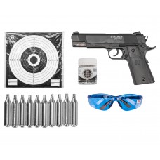 Пневматический пистолет Stalker S1911RD Hunter Set №2 4.5 мм (Colt 1911, Blowback, 10 баллонов, 500 шаров, 50 мишеней, очки, подарочный набор)