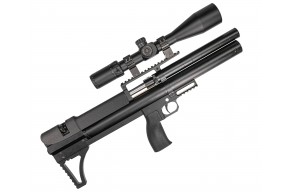 Пневматическая винтовка Dobermann Alfa Bull-Pup 4.5 мм (350 мм, пластик, редуктор, полигональные нарезы, передний взвод)