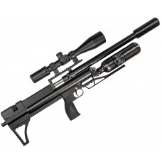 Пневматическая винтовка Dobermann Alfa Bull-Pup 6.35 мм (600 мм, редуктор, стандарт, под полнотел, модератор 44 мм, колба, передний взвод)