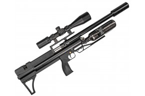 Пневматическая винтовка Dobermann Alfa Bull-Pup 6.35 мм (600 мм, прямоток, стандарт, модератор 44 мм, колба, передний взвод)