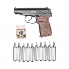 Пневматический пистолет Stalker SPM Hunter Set №1 4.5 мм (Макаров, 10 баллончиков, 500 шариков, подарочный набор)