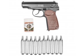 Пневматический пистолет Stalker SPM Hunter Set №1 4.5 мм (Макаров, 10 баллончиков, 500 шариков, подарочный набор)