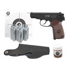 Пневматический пистолет Stalker SPM Hunter Set №2 4.5 мм (Макаров, 10 баллончиков, 500 шариков, 50 мишеней, кобура поясная, подарочный набор)