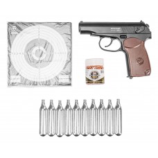 Пневматический пистолет Stalker SPM Hunter Set №3 4.5 мм (Макаров, 10 баллончиков, 500 шариков, 50 мишеней, подарочный набор)