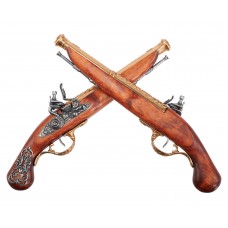 Макеты кремниевых пистолетов Denix D7/2-1196L (2 шт, латунь, Англия, XVIII век)