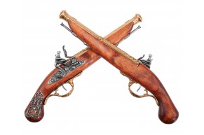 Макеты кремниевых пистолетов Denix D7/2-1196L (2 шт, латунь, Англия, XVIII век)