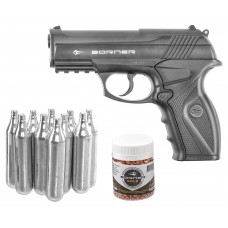 Пневматический пистолет Borner C11 Hunter Set №1 4.5 мм (10 баллончиков, 500 шариков, пластик, подарочный)