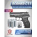 Пневматический пистолет Borner C11 Hunter Set №1 4.5 мм (10 баллончиков, 500 шариков, пластик, подарочный)