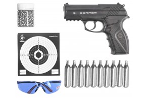 Пневматический пистолет Borner C11 Hunter Set №2 4.5 мм (10 баллончиков, 500 шариков, 50 мишеней, очки, пластик, подарочный)