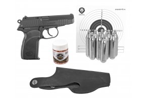 Пневматический пистолет Borner PM Nex Core Hunter Set №2 4.5 мм (УМК, ПМ17ТМ, 10 баллончиков, 500 шариков, 50 мишеней, кобура поясная, подарочный набор)
