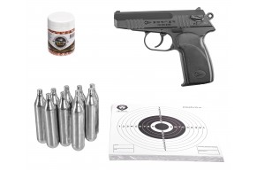 Пневматический пистолет Borner Nex Core Hunter Set №3 4.5 мм (ПМ17ТМ, УМК, 10 баллончиков, 500 шариков, 50 мишеней, подарочный набор)