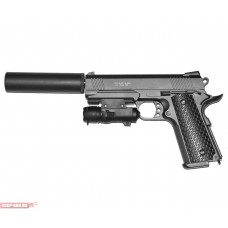 Пистолет страйкбольный Galaxy G.25A (Colt M1911 с глушителем и ЛЦУ)