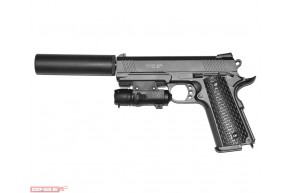 Пистолет страйкбольный Galaxy G.25A (Colt M1911 с глушителем и ЛЦУ)