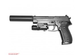 Пистолет страйкбольный Galaxy G.26А (Sig Sauer P226 с ЛЦУ и глушителем)