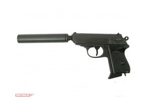 Макет пистолета Walther PPK с глушителем Denix D7 / 1311 (ММГ, Вальтер)