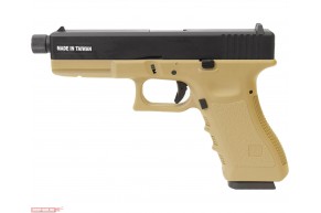 Страйкбольный пистолет KJW Glock G17 GBB Tan (6 мм, KP-17 TBC CO2)