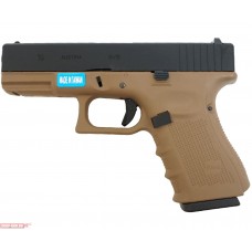 Страйкбольный пистолет WE Glock 19 Gen 4 Tan (6 мм, сменные накладки)