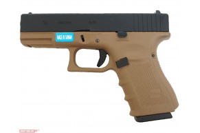 Страйкбольный пистолет WE Glock 19 Gen 4 Tan (6 мм, сменные накладки)